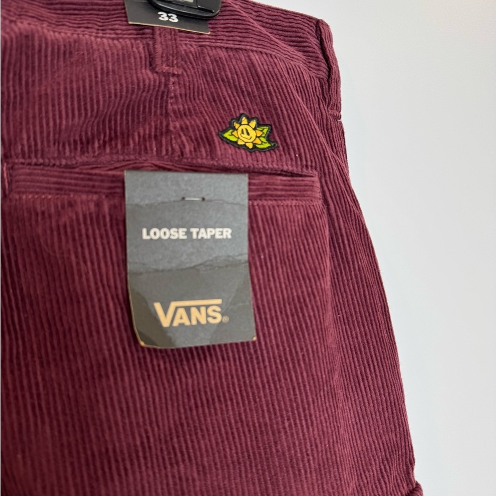 New Vans Burgundy Micro Dazed Cargo corduroy Pants size 33 - Picture 6 of 8